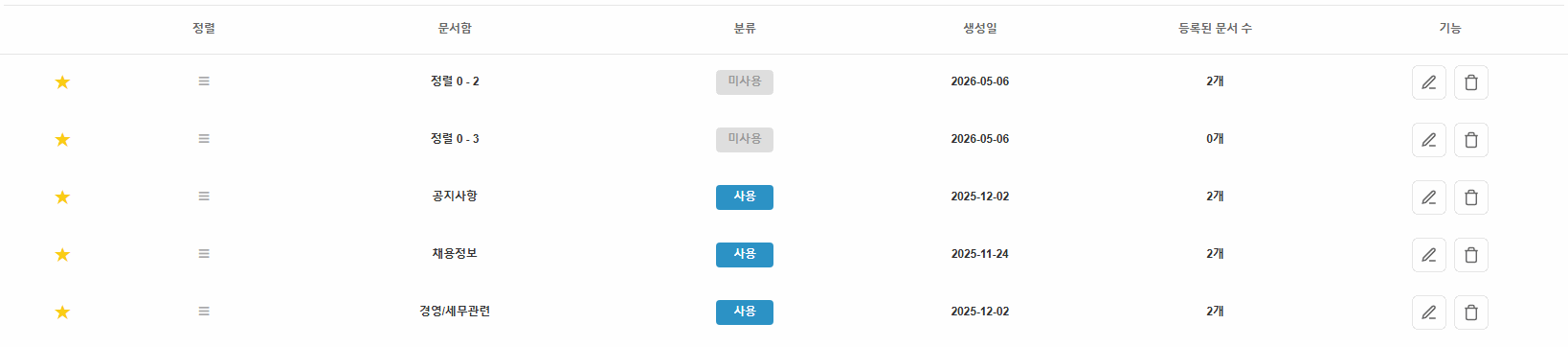문서함 순서 변경